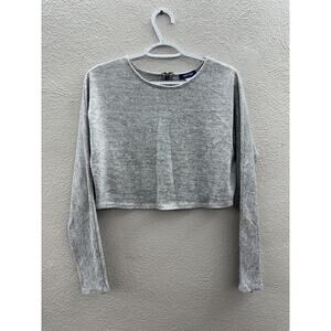 Hot Gal Womens Shirt Size Medium Gray Long Sleeve Cropped Zipper Up Back